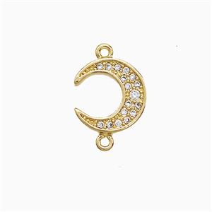 Copper Moon Connector Pave Zircon 18K Gold Plated, approx 11mm