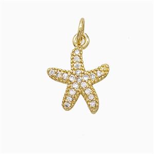 Copper Starfish Pendant Pave Zirconia 18K Gold Plated, approx 12mm