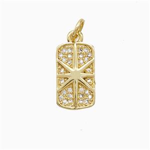 Copper Northstar Pendant Pave Zirconia Rectangle 18K Gold Plated, approx 8-14mm