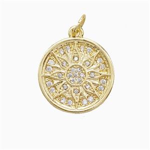 Copper Sun Pendant Pave Zirconia 18K Gold Plated, approx 16mm
