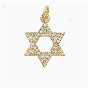 Copper Davidstar Pendant Pave Zirconia 18K Gold Plated, approx 15mm