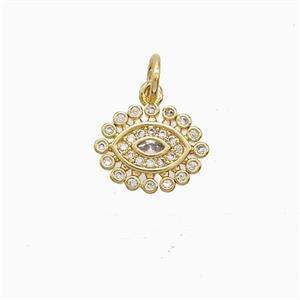 Copper Eye Pendant Pave Zirconia 18K Gold Plated, approx 12mm