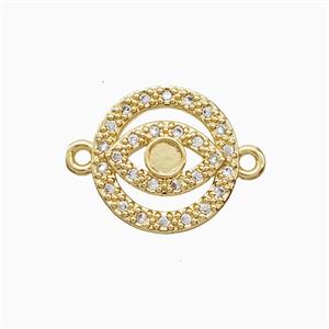 Copper Eye Connector Pave Zirconia 18K Gold Plated, approx 15mm
