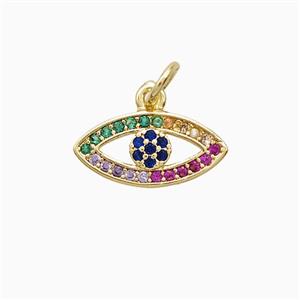 Copper Eye Pendant Pave Multicolor Zirconia 18K Gold Plated, approx 7-15mm