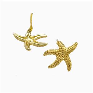 Copper Starfish Stud Earrings 18K Gold Plated, approx 17mm
