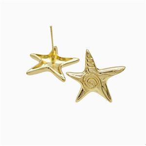Copper Starfish Stud Earrings 18K Gold Plated, approx 19mm