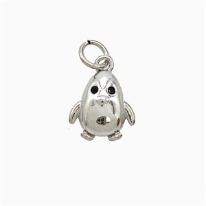 Copper Penguin Pendant Platinum Plated, approx 10-11mm
