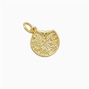 Copper Shark-tail Pendant Circle Hammered Gold Plated, approx 10-11mm