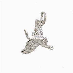 Copper Crane Pendant Birds Platinum Plated, approx 14-15mm