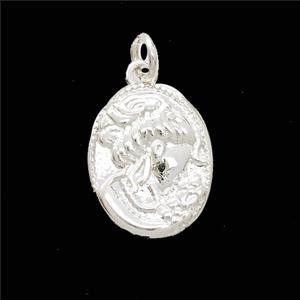 Copper Beauty Pendant Oval Shiny Silver, approx 12-16mm