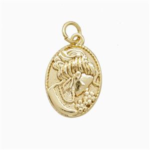 Copper Beauty Pendant Oval Gold Plated, approx 12-16mm