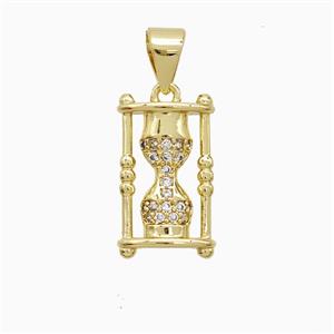 Copper Hourglass Pendant Pave Zirconia Gold Plated, approx 9-15mm