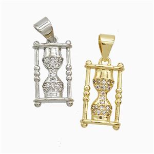 Copper Hourglass Pendant Pave Zirconia Mixed, approx 9-15mm