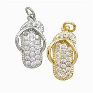 Copper Slipper Pendant Pave Zirconia Shoe Mixed, approx 11-18mm
