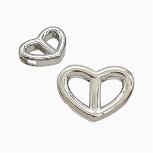 Copper Heart Beads Flat Hole Platinum Plated, approx 12-17mm, 2-6mm hole