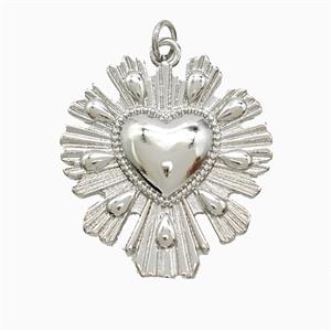 Copper Heart Pendant Platinum Plated, approx 25-27mm