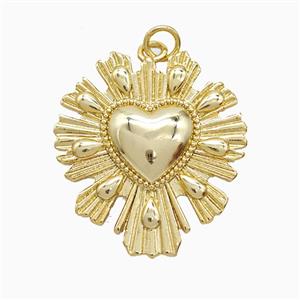 Copper Heart Pendant Gold Plated, approx 25-27mm