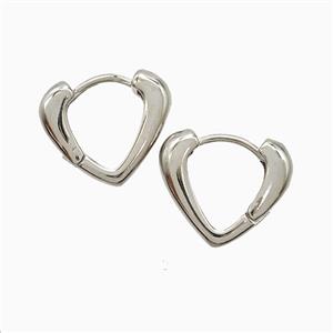 Copper Heart Hoop Earrings Platinum Plated, approx 15-17mm