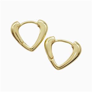 Copper Heart Hoop Earrings Gold Plated, approx 15-17mm
