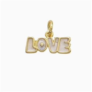 Copper LOVE Pendant White Painted Gold Plated, approx 5-14mm
