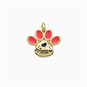 Copper Paws Pendant Pink Enamel Gold Plated, approx 11mm
