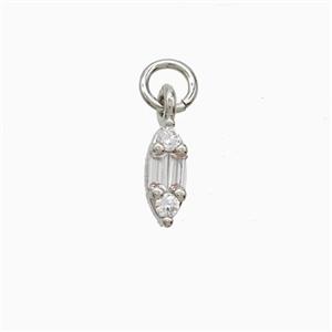 Copper Leaf Pendant Pave Zirconia Platinum Plated, approx 3.5-8mm