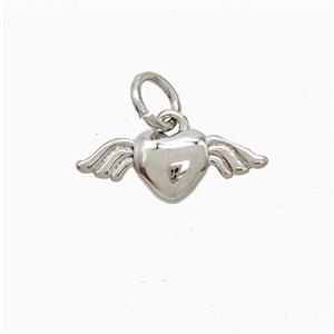 Copper Heart Angel Wings Pendant Platinum Plated, approx 5-14mm