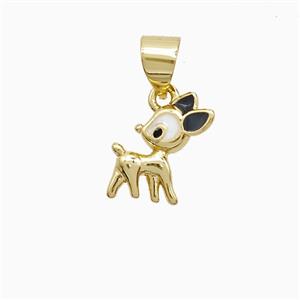 Copper Deer Pendant Enamel Gold Plated, approx 9-10mm