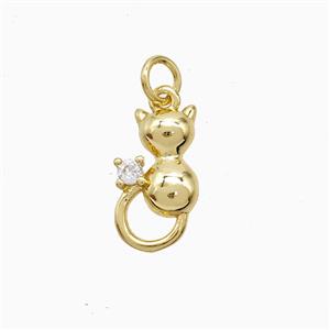 Copper Cat Pendant Pave Zirconia Gold Plated, approx 6-14mm