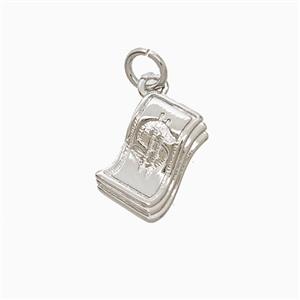 Money Dollar Charms Copper Pendant Platinum Plated, approx 8-12mm