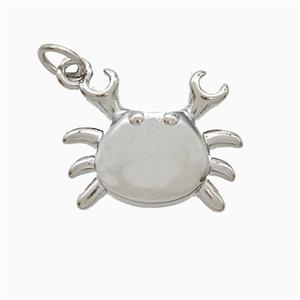 Copper Crab Pendant Platinum Plated, approx 14-17mm