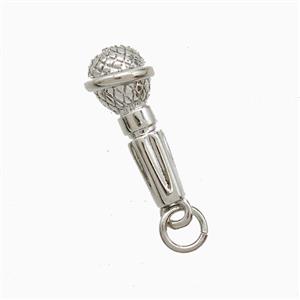 Copper Microphone Pendant Platinum Plated, approx 7-16mm