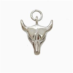 Copper Bullhead Pendant Platinum Plated, approx 13-14mm