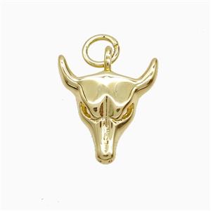 Copper Bullhead Pendant Gold Plated, approx 13-14mm
