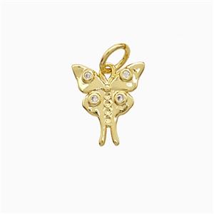 Copper Butterfly Pendant Pave Zirconia Gold Plated, approx 10-11mm