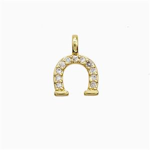 Copper Horseshoe Pendant Pave Zirconia Gold Plated, approx 8.5-12mm