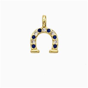 Copper Horseshoe Pendant Pave Zirconia Gold Plated, approx 8.5-12mm