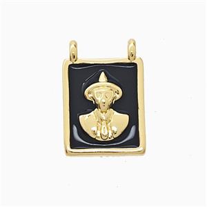 Copper Elder Pendant Black Enamel 2loops Gold Plated, approx 10-15mm