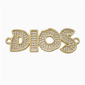 Copper DIOS Connector Pave Zirconia Gold Plated, approx 12-35mm