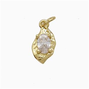 Copper Leaf Pendant Pave Crystal Glass Gold Plated, approx 7-12mm