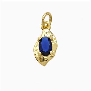 Copper Leaf Pendant Pave Crystal Glass Gold Plated, approx 7-12mm