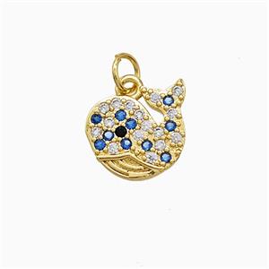 Copper Dolphin Pendant Pave Zirconia Gold Plated, approx 12mm