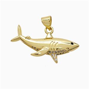 Copper Shark Pendant Pave Zirconia Gold Plated, approx 13-28mm
