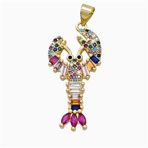 Copper Crab Pendant Pave Zirconia Gold Plated, approx 15-30mm