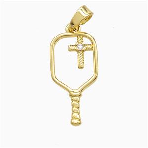Pickleball Paddle Charms Copper Pendant Cross Sports Gold Plated, approx 10-20mm
