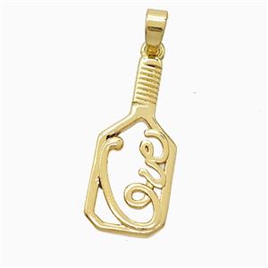 Pickleball Paddle Charms Copper Pendant Sports Gold Plated, approx 10-25mm