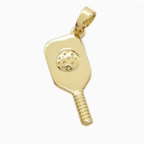 Copper Pickleball Paddle Pendant Sports Gold Plated, approx 9-20mm