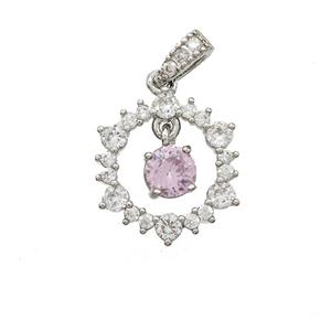 Copper Circle Pendant Pave Zirconia Platinum Plated, approx 5mm, 14mm