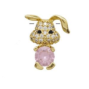 Copper Rabbit Pendant Pave Zirconia Crystal Glass Gold Plated, approx 7-17mm