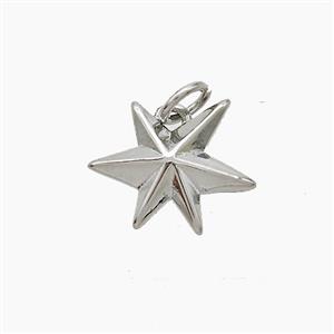 Copper Star Pendant Platinum Plated, approx 13-14mm